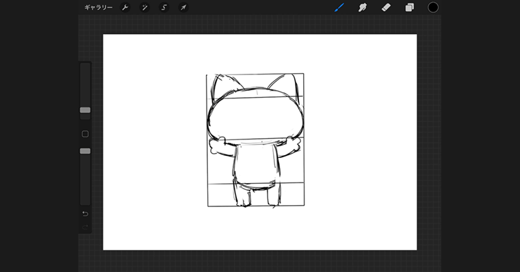 iPadで猫のイラストデザインタイプ / ラフ作成手順4