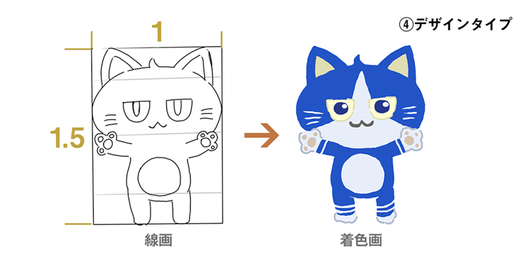 iPadで猫のイラスト 完成図 デフォルメタイプの猫 