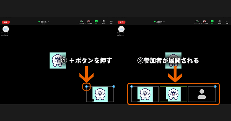zoom発言中の方をメイン表示