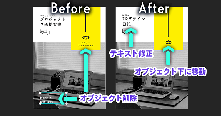表紙のBefore After