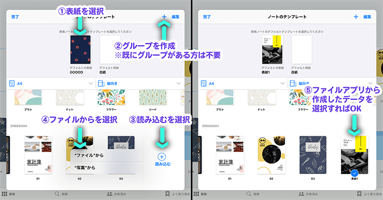 GoodNotes5 テンプレートの追加手順