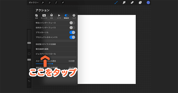 Procreate ジェスチャーコントロール